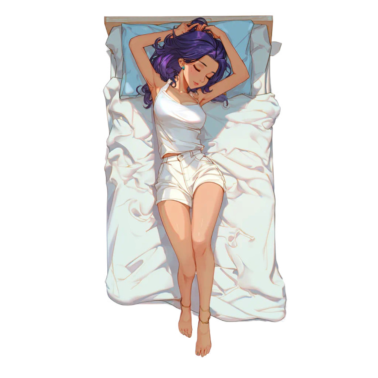 Sleeping Anime Woman V4 Vinyl Car Decal Sticker – Waterproof & UV-Resistant 3.4133333333333336"
