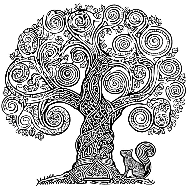 Spiral Tree Squirrel Vinyl Car Decal Sticker – Waterproof & UV-Resistant 6.826666666666667"