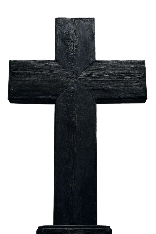 Black Wooden Cross Vinyl Car Decal Sticker – Waterproof & UV-Resistant 8.96"