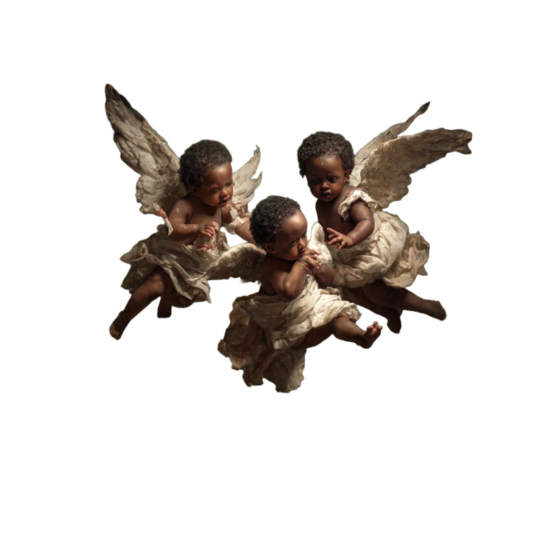 Black Baby Cupids Vinyl Car Decal Sticker – Waterproof & UV-Resistant 6.826666666666667"