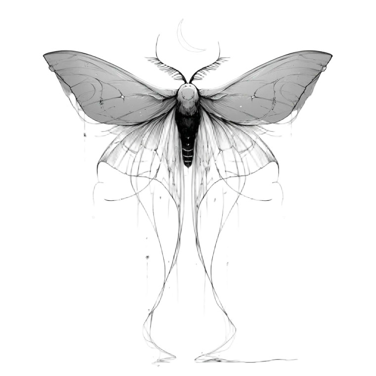 Lunar Moth Sketch Vinyl Car Decal Sticker – Waterproof & UV-Resistant 3.4133333333333336"