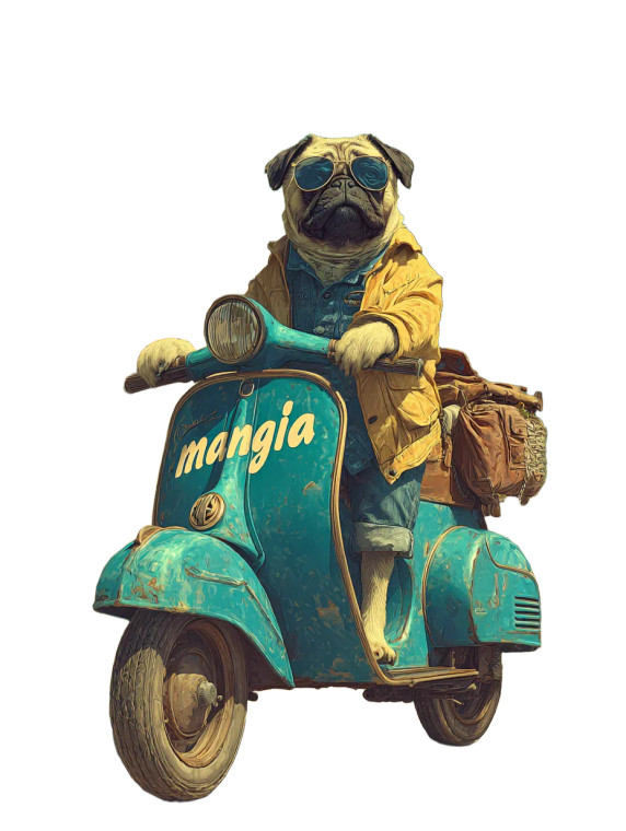 Pug On Vespa Vinyl Car Decal Sticker – Waterproof & UV-Resistant 8.213333333333333"