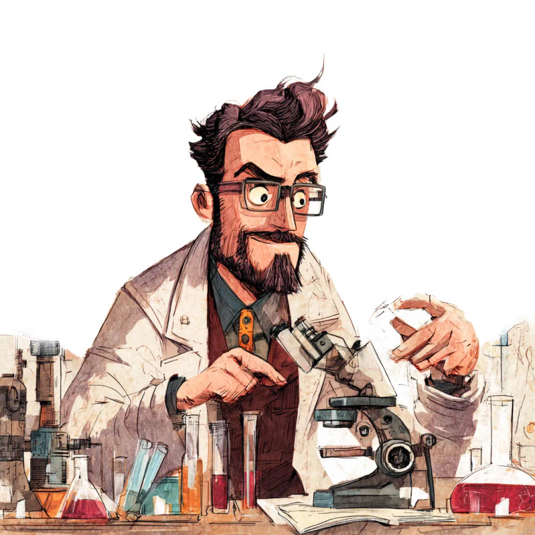 Scientist With Test Tubes Vinyl Car Decal Sticker – Waterproof & UV-Resistant 3.4133333333333336"