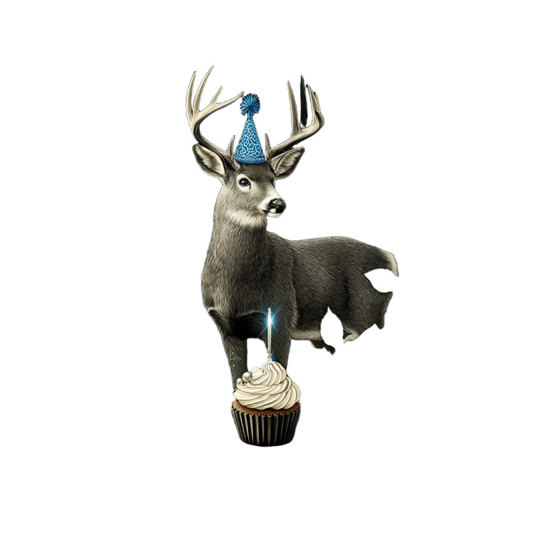 Buck With Cupcake Vinyl Car Decal Sticker – Waterproof & UV-Resistant 3.4133333333333336"