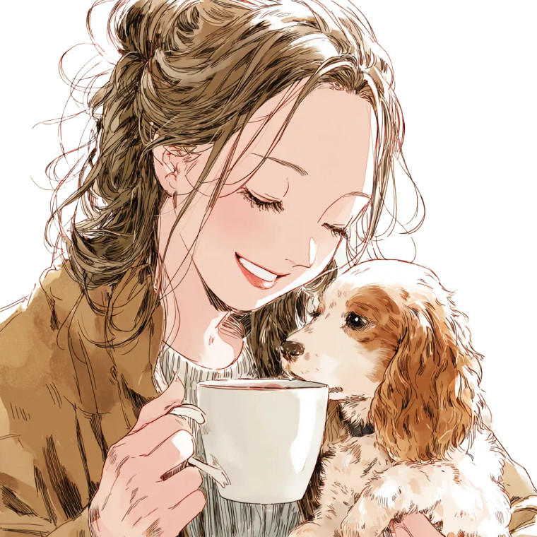 Cafe With Woman And Dog Vinyl Car Decal Sticker – Waterproof & UV-Resistant 3.4133333333333336"