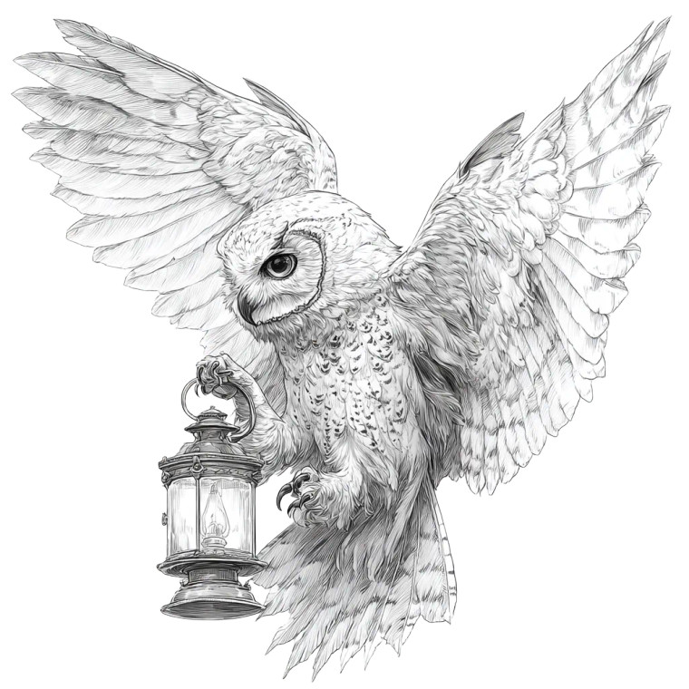 Owl With Lantern Vinyl Car Decal Sticker – Waterproof & UV-Resistant 3.4133333333333336"