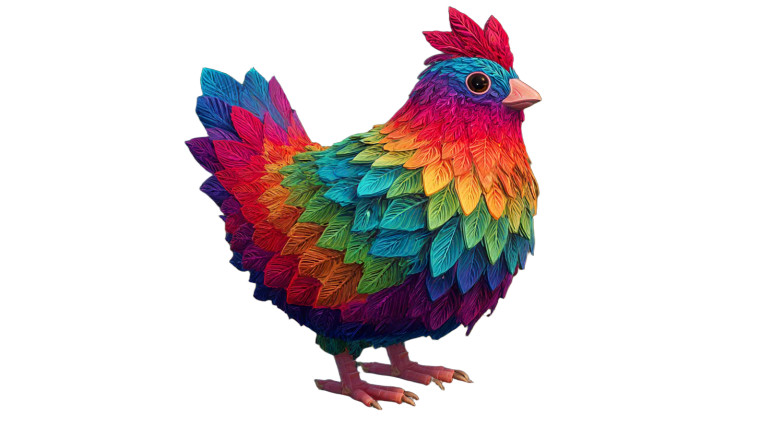 Rainbow Feathered Chicken Vinyl Car Decal Sticker – Waterproof & UV-Resistant 2.72"