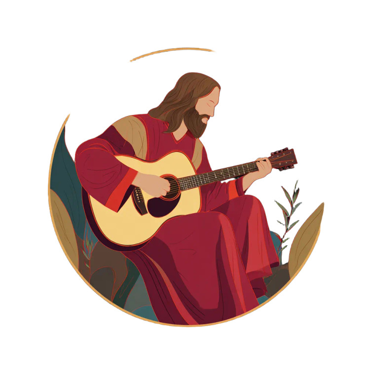 Jesus With Guitar Vinyl Car Decal Sticker – Waterproof & UV-Resistant 3.4133333333333336"