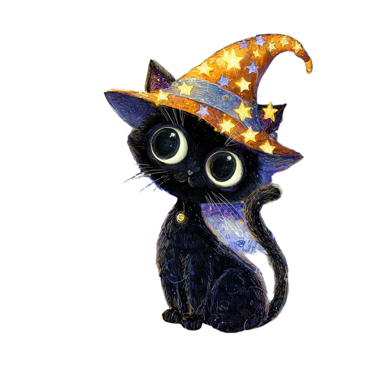 Magical Witch Cat Vinyl Car Decal Sticker – Waterproof & UV-Resistant 3.4133333333333336"