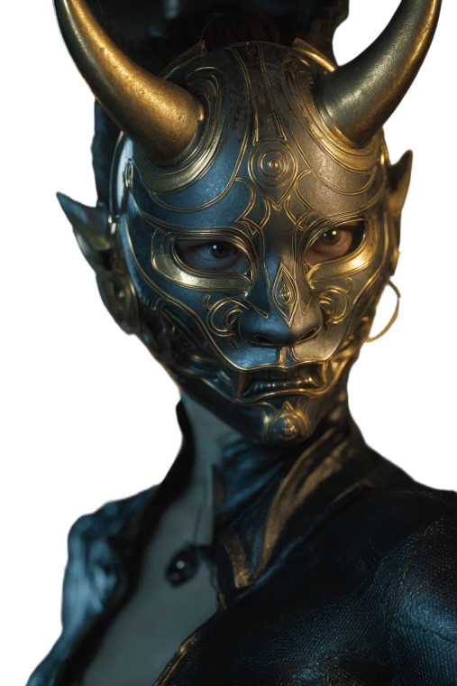 Oni Mask Woman Vinyl Car Decal Sticker – Waterproof & UV-Resistant 4.4