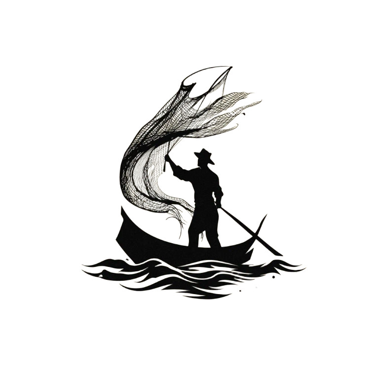 Fisherman Silhouette Logo Vinyl Car Decal Sticker – Waterproof & UV-Resistant 3.4133333333333336"