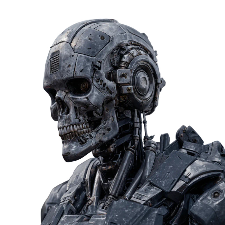 Skull-Faced Robot Vinyl Car Decal Sticker – Waterproof & UV-Resistant 3.4133333333333336"