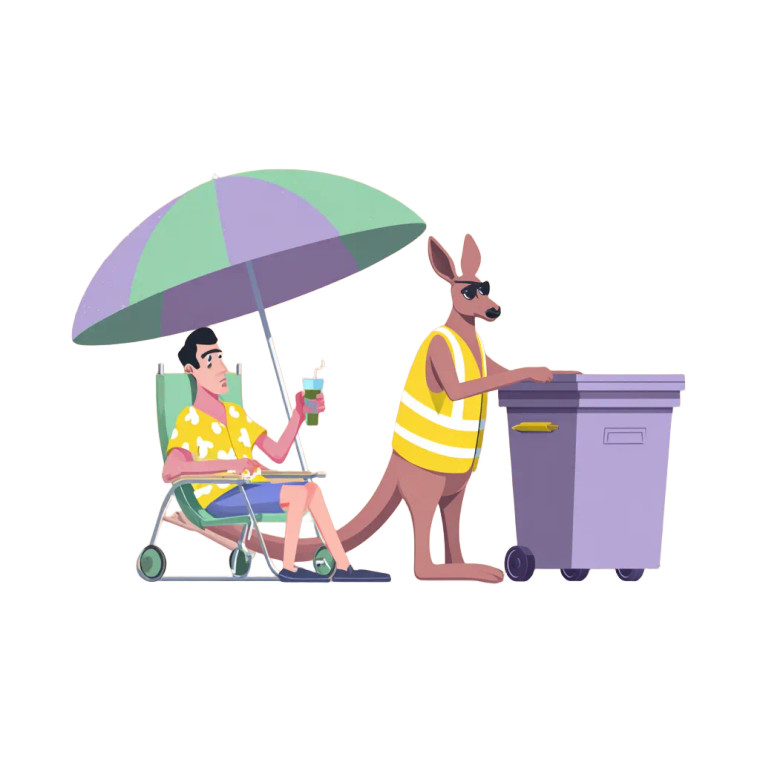 Cartoon Kangaroo Worker Vinyl Car Decal Sticker – Waterproof & UV-Resistant 3.4133333333333336"