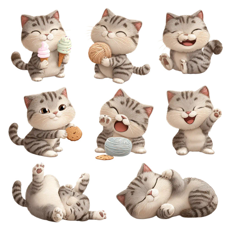 Cute Cartoon Cats V15 Vinyl Car Decal Sticker – Waterproof & UV-Resistant 3.4133333333333336"