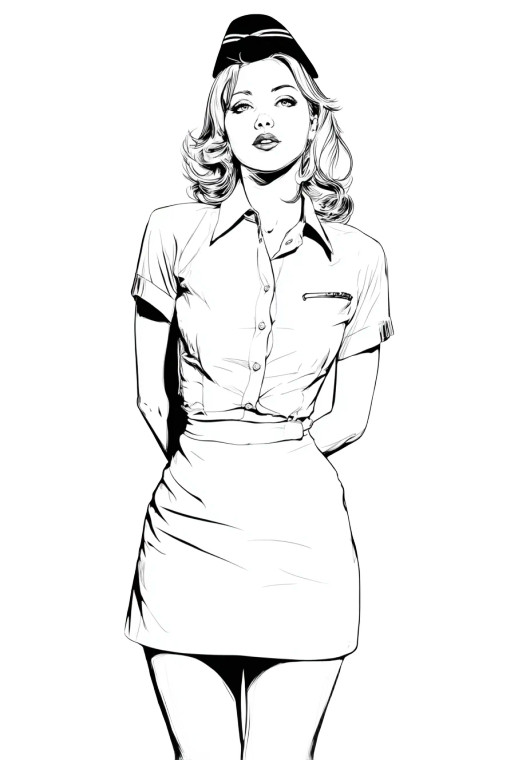 Stewardess Coloring Page Vinyl Car Decal Sticker – Waterproof & UV-Resistant 4.426666666666667"
