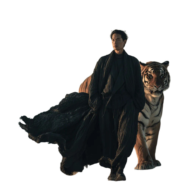 Elegant Man With Tiger V2 Vinyl Car Decal Sticker – Waterproof & UV-Resistant 3.4133333333333336"