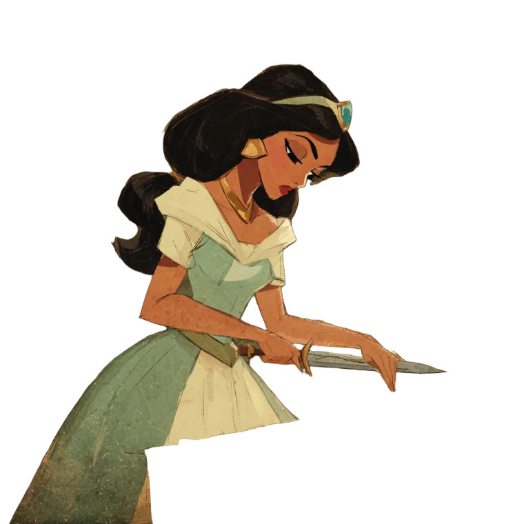 Indian Princess Sharpening Sword Vinyl Car Decal Sticker – Waterproof & UV-Resistant 3.4133333333333336"