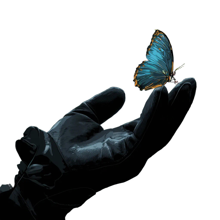Rainforest Glove Butterfly Vinyl Car Decal Sticker – Waterproof & UV-Resistant 3.4133333333333336"