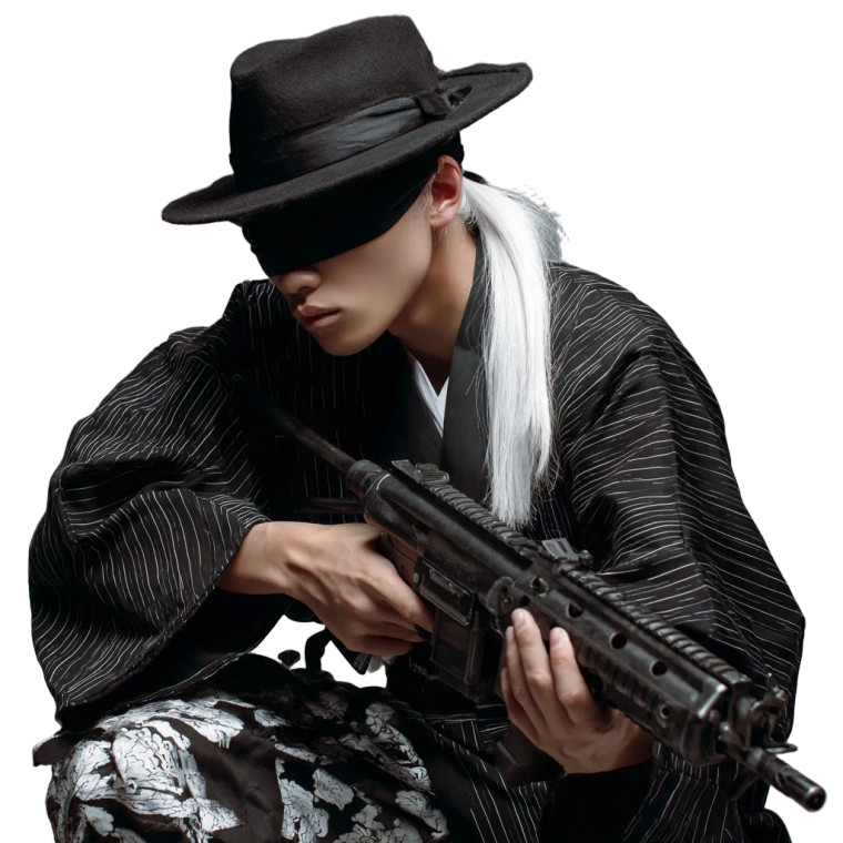 Blindfolded Gunman Vinyl Car Decal Sticker – Waterproof & UV-Resistant 3.4133333333333336"