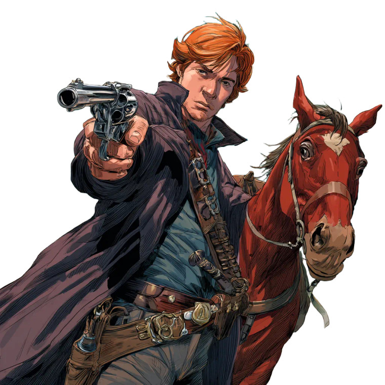 Red-Haired Cowboy Vinyl Car Decal Sticker – Waterproof & UV-Resistant 3.4133333333333336"