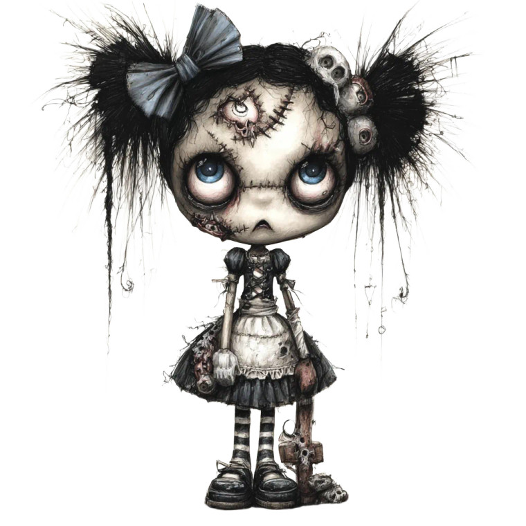 Creepy Zombie Doll Vinyl Car Decal Sticker – Waterproof & UV-Resistant 6.826666666666667"