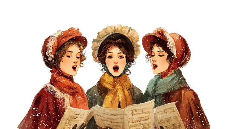 Victorian Carolers Singing Vinyl Car Decal Sticker – Waterproof & UV-Resistant 2.72"