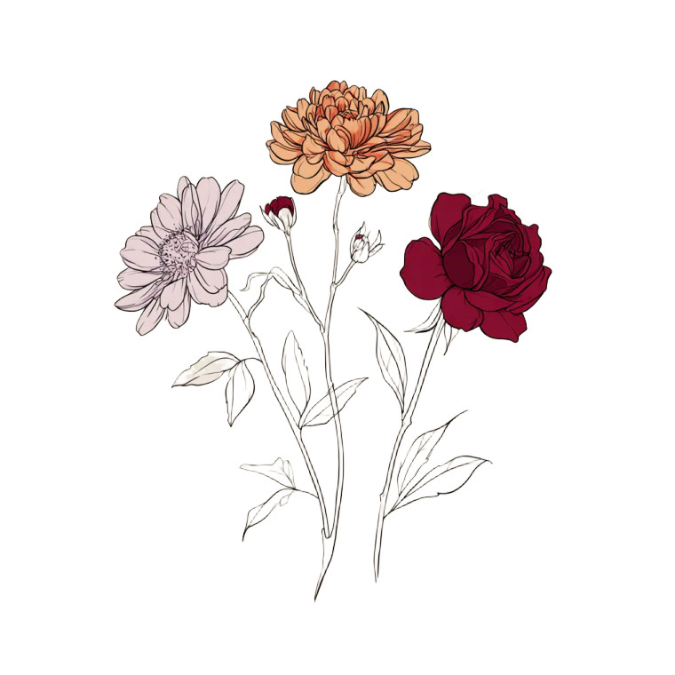 Floral Line Art V3 Vinyl Car Decal Sticker – Waterproof & UV-Resistant 3.4133333333333336"