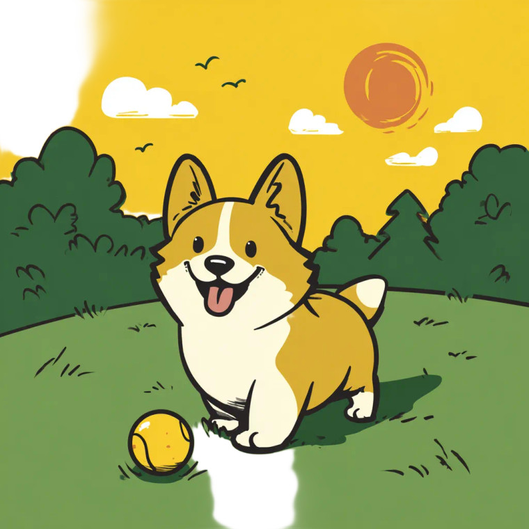 Happy Corgi Playing Vinyl Car Decal Sticker – Waterproof & UV-Resistant 3.4133333333333336"