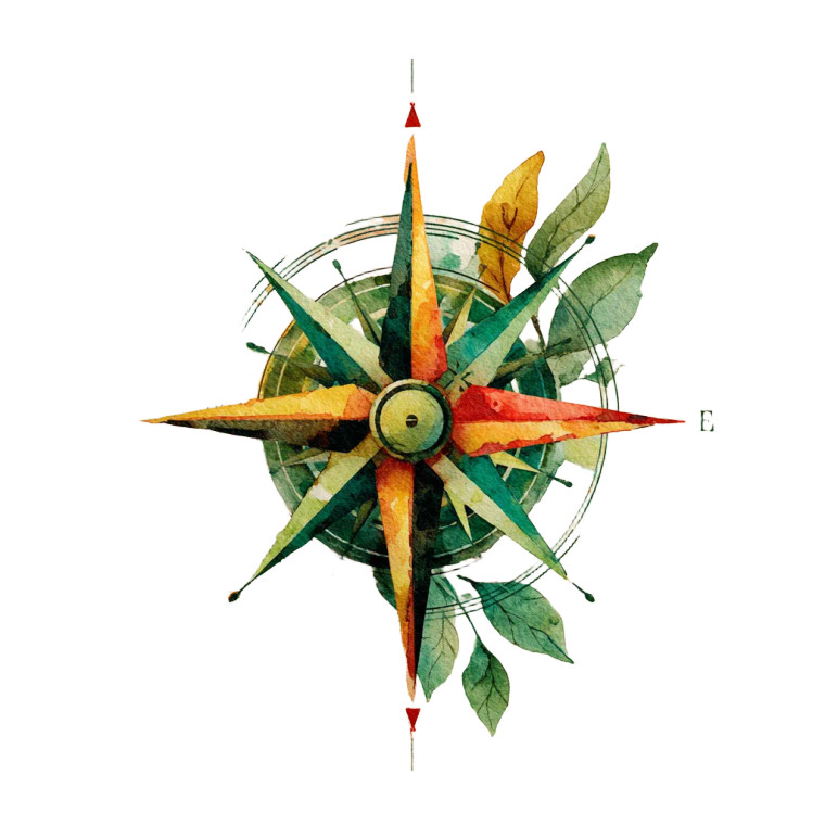 Colorful Compass Illustration Vinyl Car Decal Sticker – Waterproof & UV-Resistant 6.826666666666667"