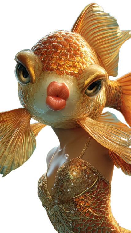 Goldfish Human Hybrid Vinyl Car Decal Sticker – Waterproof & UV-Resistant 4.8533333333333335"