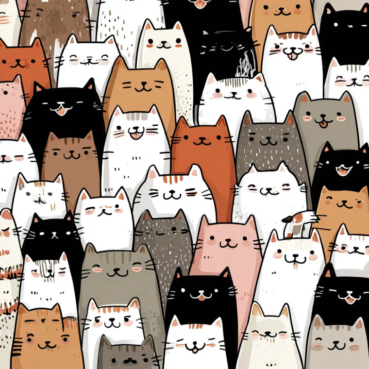 Colorful Smiling Cats Vinyl Car Decal Sticker – Waterproof & UV-Resistant 3.4133333333333336"