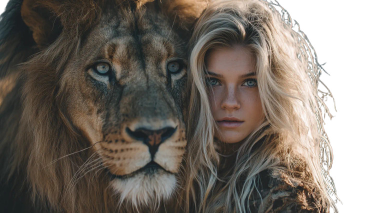Blonde With Lion Vinyl Car Decal Sticker – Waterproof & UV-Resistant 5.4