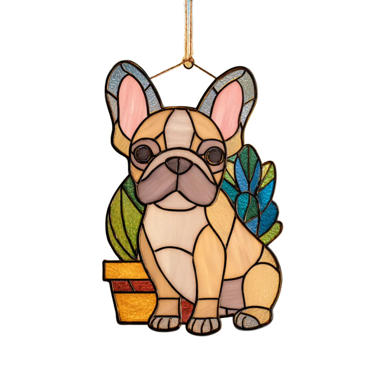 Stained Glass Bulldog V3 Vinyl Car Decal Sticker – Waterproof & UV-Resistant 3.4133333333333336"