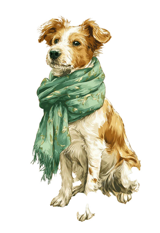 Dog In Scarf V2 Vinyl Car Decal Sticker – Waterproof & UV-Resistant 4.426666666666667"