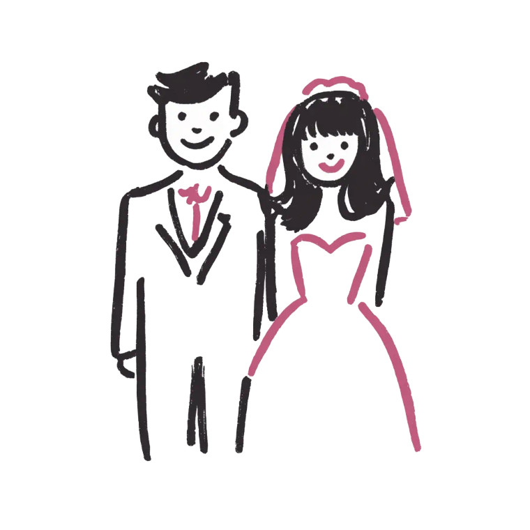Doodle Bride Groom Vinyl Car Decal Sticker – Waterproof & UV-Resistant 3.4133333333333336"