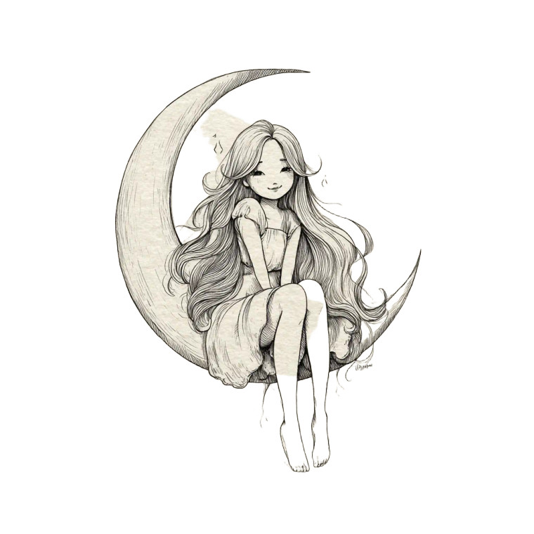 Whimsical Moon Fairy Vinyl Car Decal Sticker – Waterproof & UV-Resistant 3.4133333333333336"