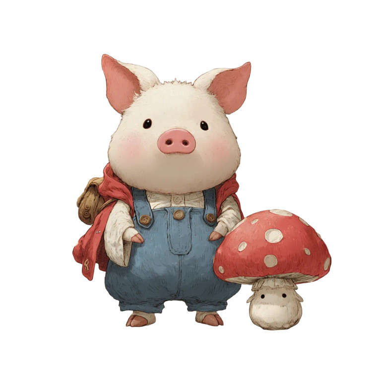 Ghibli Pig Mushroom Vinyl Car Decal Sticker – Waterproof & UV-Resistant 3.4133333333333336"
