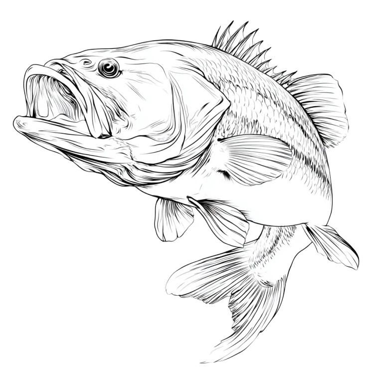 Bass Fish Outline Vinyl Car Decal Sticker – Waterproof & UV-Resistant 3.4133333333333336"