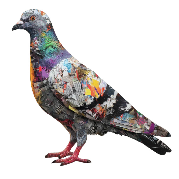 Pigeon Flower Collage Vinyl Car Decal Sticker – Waterproof & UV-Resistant 3.4133333333333336"