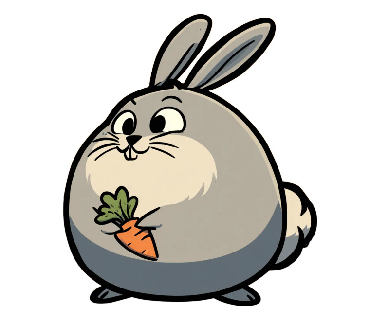 Cartoon Bunny Eating Vinyl Car Decal Sticker – Waterproof & UV-Resistant 3.4133333333333336"
