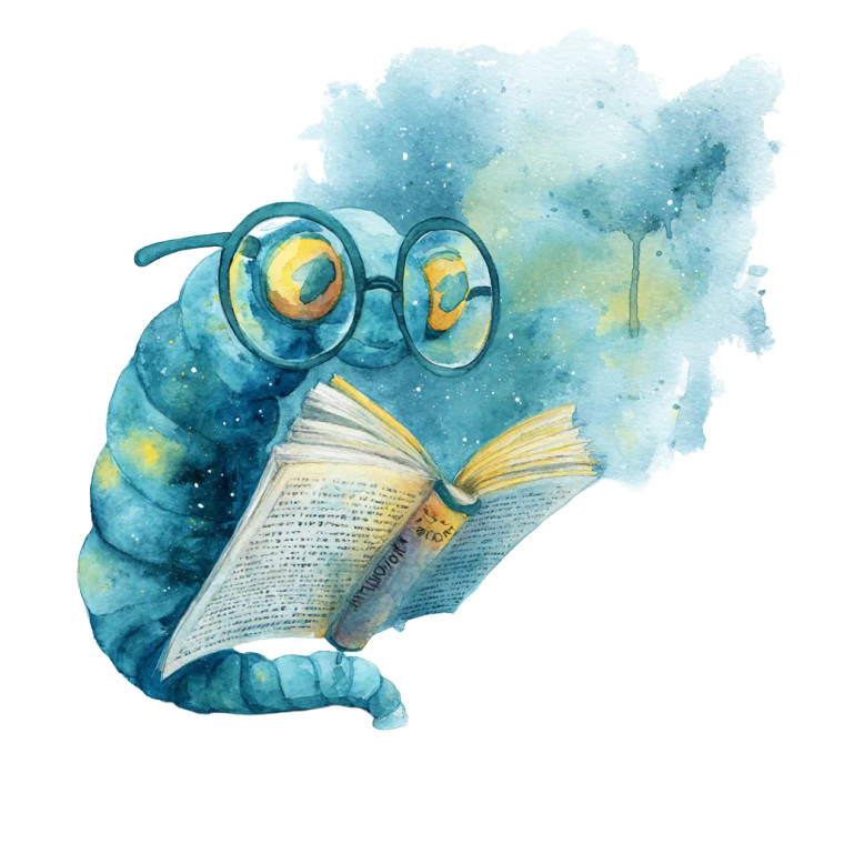 Watercolor Bookworm Vinyl Car Decal Sticker – Waterproof & UV-Resistant 3.4133333333333336"