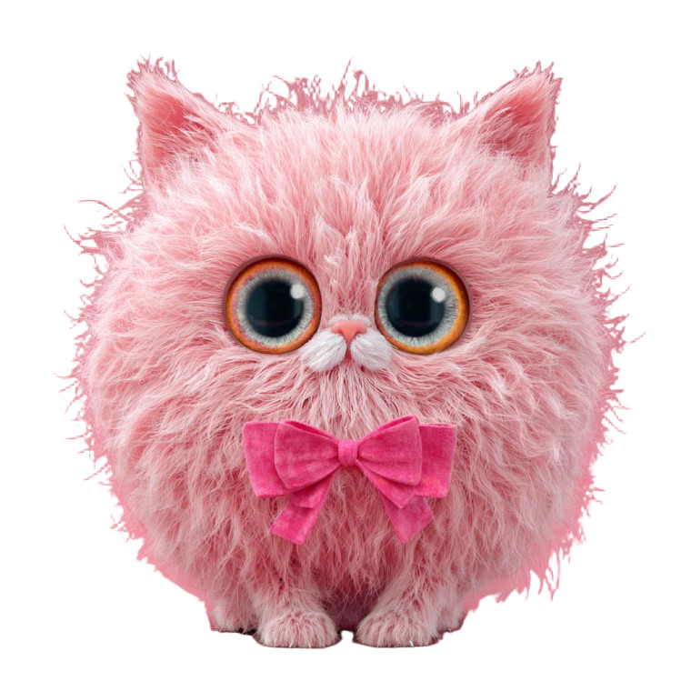 Pink Fluffy Cat V2 Vinyl Car Decal Sticker – Waterproof & UV-Resistant 3.4133333333333336"
