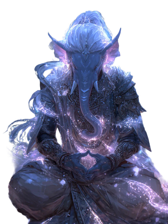 Ganesha Warframe Meditating Vinyl Car Decal Sticker – Waterproof & UV-Resistant 8.213333333333333"