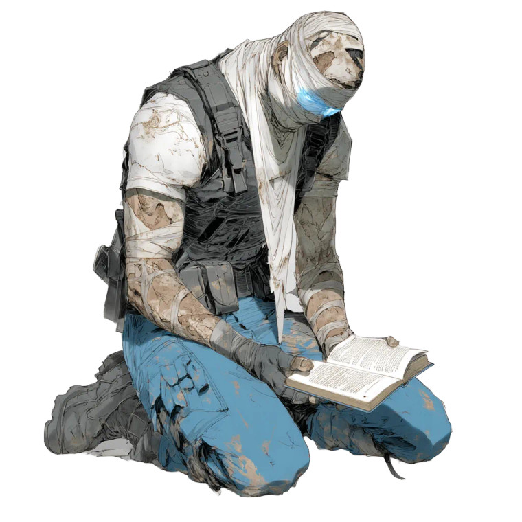 Scarred Swat Praying Vinyl Car Decal Sticker – Waterproof & UV-Resistant 3.4133333333333336"