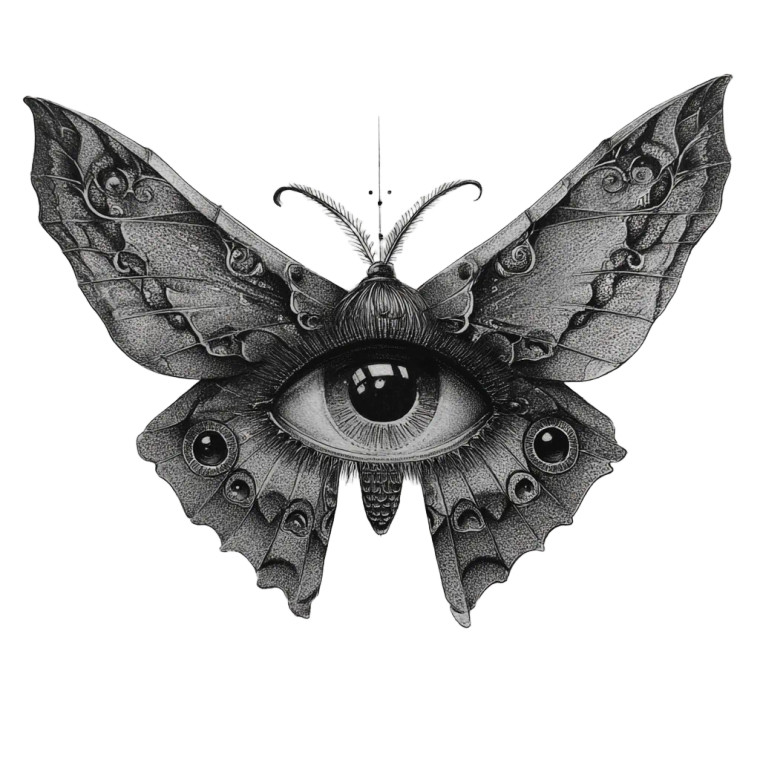 Gothic Moth Drawing Vinyl Car Decal Sticker – Waterproof & UV-Resistant 3.4133333333333336"