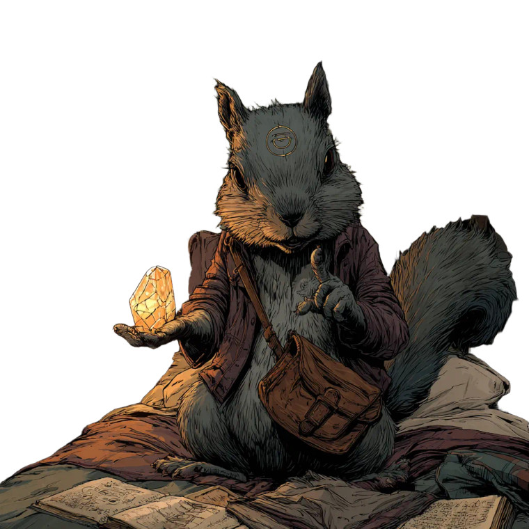 Mystical Squirrel Sage Vinyl Car Decal Sticker – Waterproof & UV-Resistant 6.826666666666667"