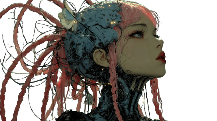 Cyberpunk Cyborg Princess V2 Vinyl Car Decal Sticker – Waterproof & UV-Resistant 2.72"