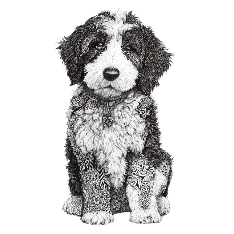 Zen Doodle Dog Vinyl Car Decal Sticker – Waterproof & UV-Resistant 3.4133333333333336"