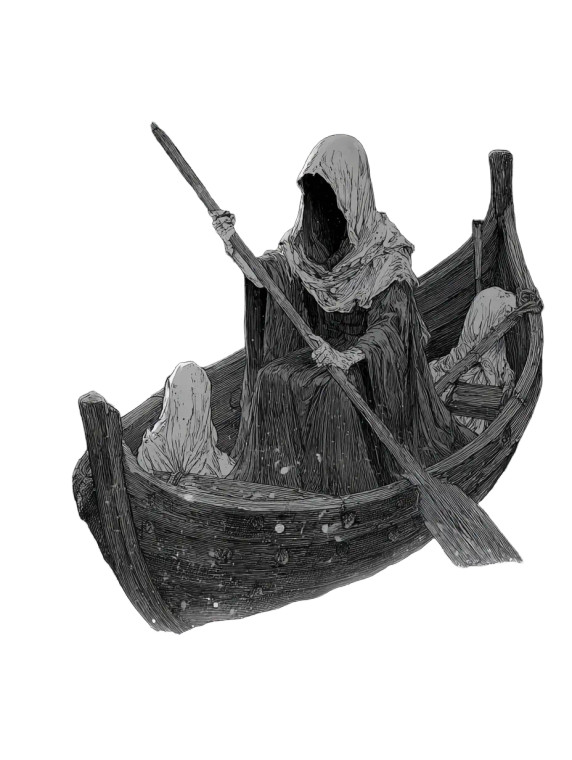 Ethereal Ferryman Vinyl Car Decal Sticker – Waterproof & UV-Resistant 8.213333333333333"