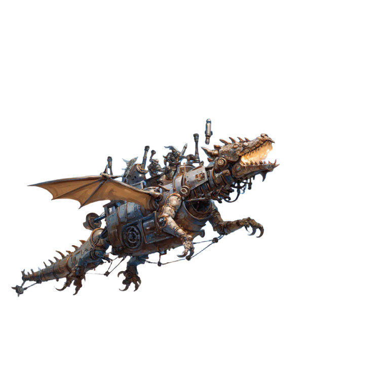 Dieselpunk Dragon Construct Vinyl Car Decal Sticker – Waterproof & UV-Resistant 6.826666666666667"